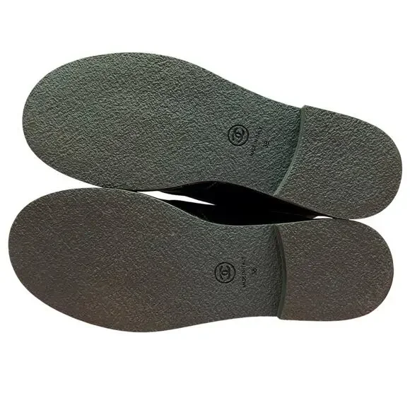 CHANEL Interlocking CC Logo Velvet Lace-Up Boots EU 38 US 8 Green Ankle Booties - Picture 11 of 16